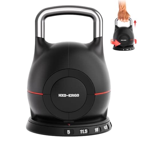 HXD-ERGO Adjustable Kettlebell Weight Set-Quickly Adjusts 7 Weights,Ergonomic kettlebell sets for Home Gym 5-44 LBS