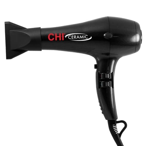 CHI Ceramic 1875 Watt Hair Dryer, Includes A Concentrated Nozzle, Quick-Drying, Reduces Frizz & Increases Shine, Jett Black