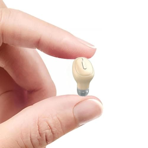 SYSFUN Single Bluetooth Wireless Earbud, Mini Invisible in-Ear Wireless Bluetooth Headphone 12 Hours Super Long Battery Life Suitable for Sports Work and Sleep- Beige