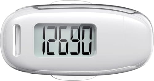 3D Pedometer for Walking, Simple Walking Step Counter with Removable Clip and Strap, USB Rechargeable Step Tracker with Backlight, Accurate Step Counter for Men Women Seniors - White