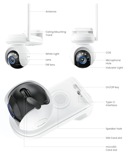 REOLINK Altas Go PT 4G LTE Solar Cellular Security Camera Wireless Outdoor, 360° 24/7 Recording, 10s Pre-Record, for Home Security, 2K ColorX Night Vision, Smart Detection, Large Battery and 12W SP 9