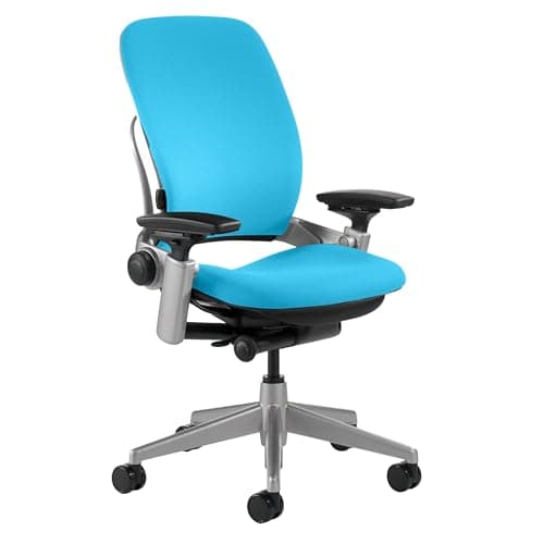 Steelcase Leap Office Chair - Ergonomic Work Chair with Wheels for Carpet Flooring - Supports Unique Body Shape - with Natural Glide System & Liveback Technology - Blue Jay Fabric