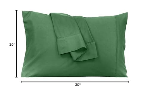 Royale Linens Queen Pillowcase Set of 2 - Bed Pillow Cover - 20" x 30" - Pillowcases - 1800 Brushed Microfiber, Wrinkle & Fade Resistant - Soft & Cozy- Queen Size Pillow Case (Hunter Green) 10