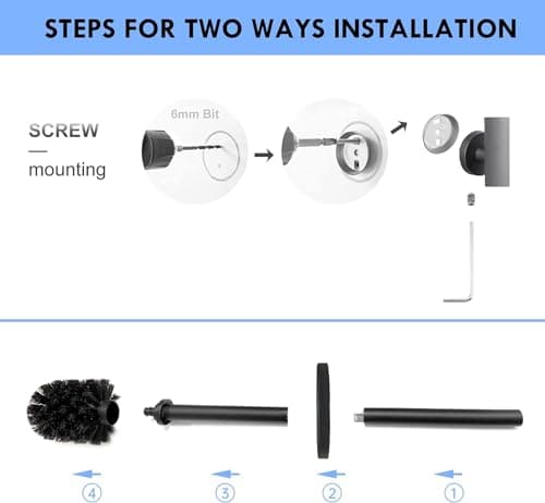 Toilet Brush and Holder, Toilet Brush 304 Stainless Steel, Toilet Bowl Brush for Bathroom with Durable Scrubbing Bristles, Splash-Proof 5