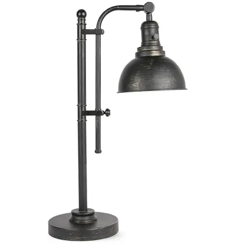 VONLUCE Rustic Desk Lamp Bronze Adjustable, Industrial Style Metal Task Lamps 25"-29", Vintage Work Light, Farmhouse Reading Lamp in Aged Bronze Finish, ETL Certificate