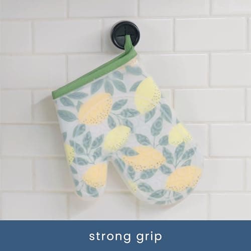 S&T INC. Round Adhesive Push Towel Hooks for Kitchen, Hand and Dish Towels, Matte Black, 4 Pack 5