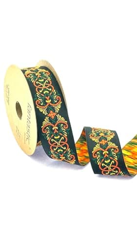 1.37 Inch Celtic Knot Jacquard Ribbon 11 Yards Decorative Trim Tape for Clothing and Costume Decoration, Red and Orange Jacquard Fabric Trim for DIY Sewing Crafts