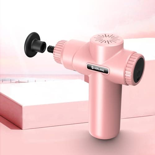 AERLANG Mini Massage Gun-Pink，Muscle Deep Tissue Massager Gun, Handheld Percussion Massager, Portable Quiet Massage Gun with Carry Case for Home Office Gym Motehr Day Gifts for Women Men Her 5