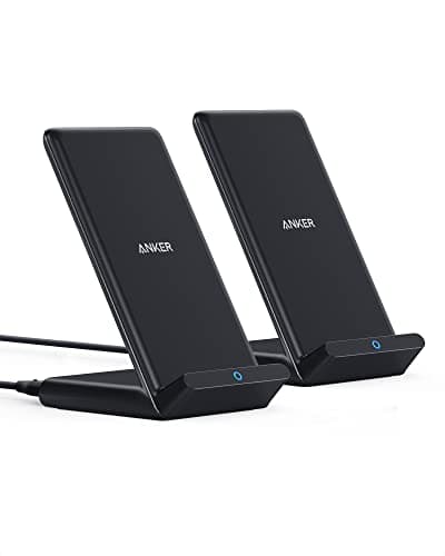 Anker 313 Wireless Charger (Stand), Qi-Certified for iPhone 17/17 Pro/17 Pro Max/16/15/14/13, 10W Fast-Charging Galaxy S23 S22 S21(No AC Adapter) (Black, 2 Pack)
