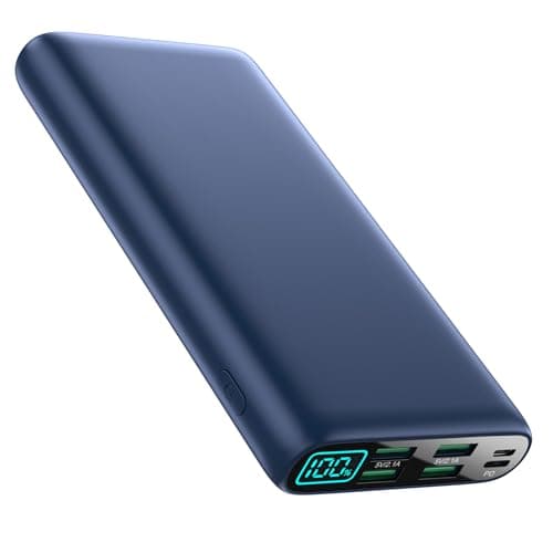 Portable Charger 38800mAh,LCD Display Power Bank,5 USB Outputs Battery Pack Backup, USB-C 3A in&out Travel Essential Portable Phone Charger For iPhone 17/16/15/14/13 Pro/12,Android Samsung Galaxy-Blue