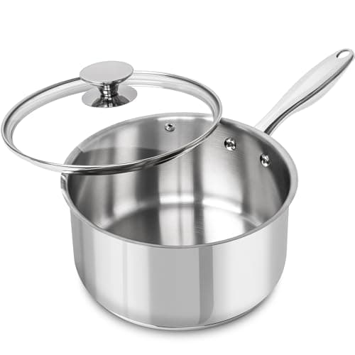 MICHELANGELO 3 Quart Saucepan with Lid, Thick Bottom Sauce Pan Stainless Steel Saucepan with Cover, Nonstick Sauce Pot, Induction Compatible
