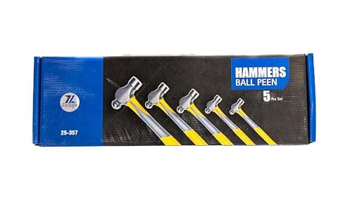 Zeluga 25-357 5 Piece Pro Ball Peen Hammer Set with 5G Fiberglass Handle, Multi-functional Ball Pein Hammer Handle Tool for Metalworking, Forged Steel Construction & Anti-slip handle 6