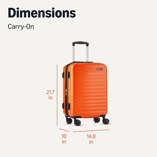 Amazon Basics 21" Hardside Carry-On Luggage with Spinner Wheels, Expandable for Up to 25% More Space, Scratch-Resistant Hardshell Suitcase, Telescoping Handle, Orange 6