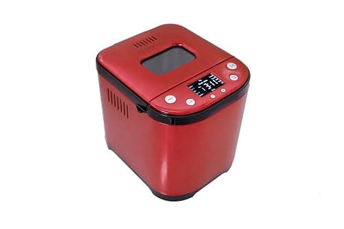 CULINARY CHEF Bread Maker Machine with Nonstick Bowl, Bread Hook, Measuring Cup & Spoon. 15-in-1, Gluten-Free Bread, Cake& Yogurt, 3 Crust Colour options and more. 3 Loaf Sizes. 2LB XL-RED