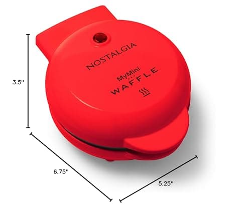 Nostalgia MWF5AQ MyMini Personal Electric Waffle Maker, Hash browns, French Toast Grilled Cheese, Quesadilla, Brownies, Cookies, Red 6