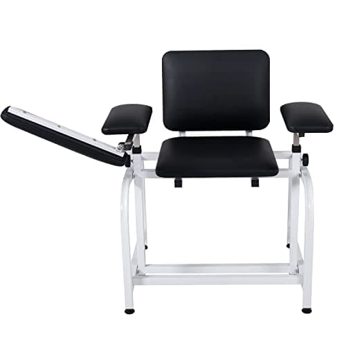 COOLWAVE Thick Padded Phlebotomy Chair Blood Drawing Chair Height Adjustable Black (Right Armrest)
