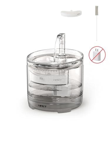 NPET Cat Water Fountain WF050TP 1.5L Automatic Pet Drinking Fountain with Replacement Faucet Kit（No Adapter 6