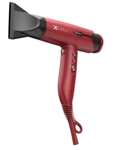 GAMMA+ XCell Professional Ultra-Lightweight Hair Dryer Digital Motor Ionic Technology Whisper Quiet 12 Heat/Speeds (Matte Red)