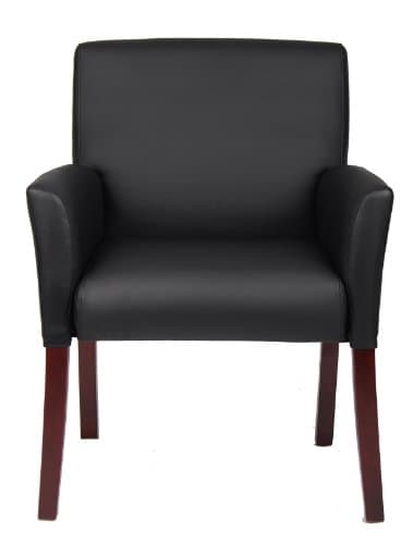 Boss Office Products Box Arm Guest Chair with Mahogany Finish in Black, 250 (B619) 7