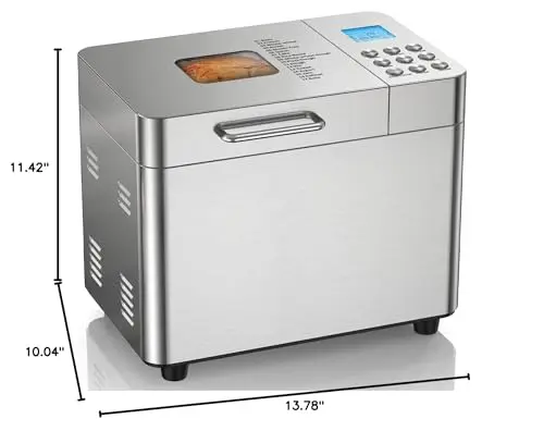 2LB Bread Maker Machine, OSIPOTO 17 in 1 Automatic Stainless Steel Bread Machine, Non-stick, Beginner-Friendly Controls, 15 Hour Timer, Easy to Clean Low Noise, High Success Rate for Homemade Bread 10