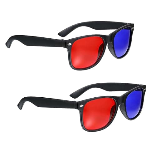 KFHENSOMR 2 Pcs Red and Blue 3D Glasses Universal TV Movie Dimensional Video Frame 3D Glasses DVD Game Glass 3D Style Glasses 3D Viewing Glasses Weightlight Simple Design Televisions Video Accessories