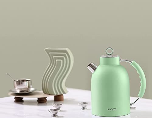 ASCOT Electric Kettle, Stainless Steel Tea Boiler 1.6qt 1500W Retro Tea Heater & Boiling Kettle, Auto Shut-Off and Boil-Dry Protection(Matte Green) 7
