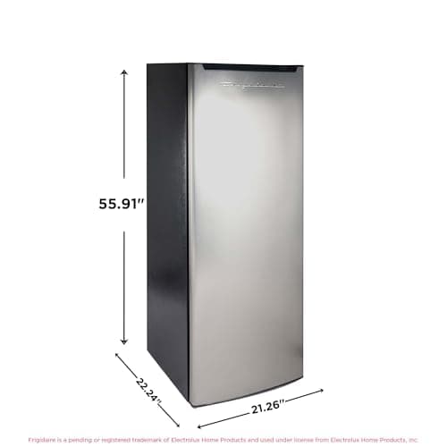 Frigidaire Upright Freezer, 6.5 cu. ft., Deep Freeze, Vinyl Coated Metal with Wire Shelving, Compact for Kitchen, RV, Dorm, Cabin, and Trailer, Platinum Design Series, Silver - 21D x 23W x 56H 5