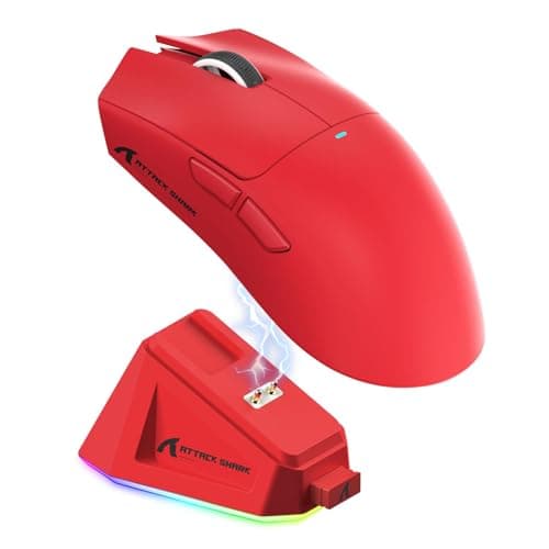 MAGIC-REFINER Attack Shark X11 59g Superlight Wireless Gaming Mouse with Magnetic RGB Charging Dock，BT/2.4G Wireless/Wired Mouse, 22000 DPI，5 Programmable Buttons for PC/Laptop/Mac（Red）
