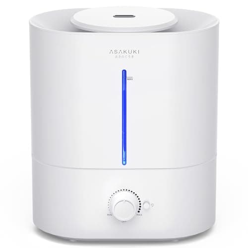 ASAKUKI Humidifiers for Bedroom Large Room, 4L Top Fill Cool Mist Humidifiers for Home, Baby Nursery & Plants, Quiet Room Humidifier with Diffuser, Night Light, Auto Shut Off, Easy Clean, 40H Runtime