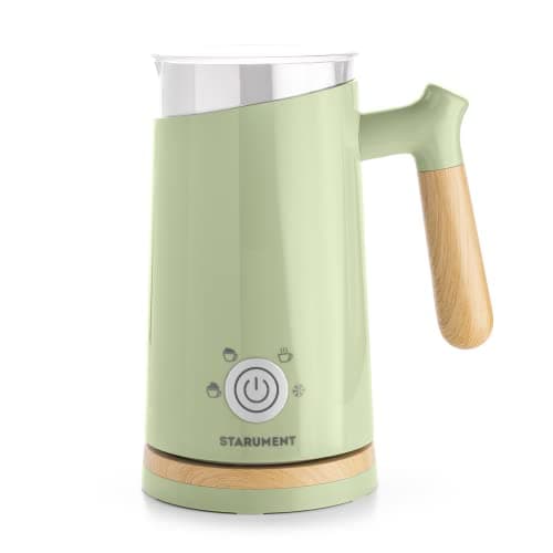 Starument Electric Milk Frother and Steamer - Automatic Foamer & Heater for Coffee, Latte, Cappuccino, Other Creamy Drinks - 4 Settings Cold Foam, Airy, Dense Warm, Green, 8x4x5 inches