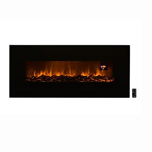 Northwest 50-Inch Wall-Mounted Electric Fireplace - Fireplace Insert with LED Flames, Bottom Vents, Adjustable Heat Settings, and Remote (Black)