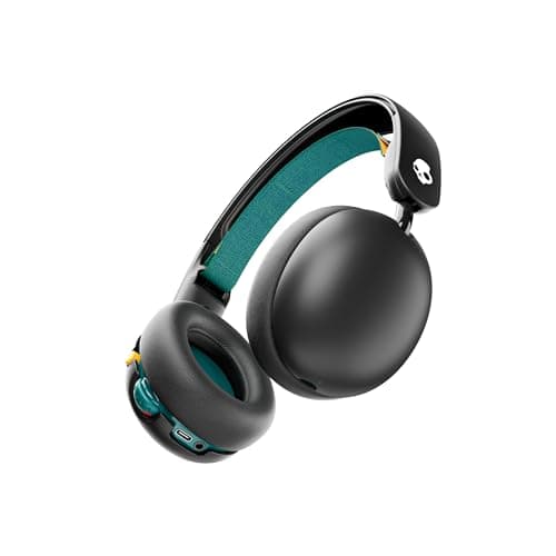 Skullcandy Grom Wireless Headphones, Volume-Limiting Audio, Comfortable Over-Ear Fit, Designed for Kids 6+, Up to 45 Hours Battery, Backup 3.5mm AUX Cable Included with Built-in Microphone - Black