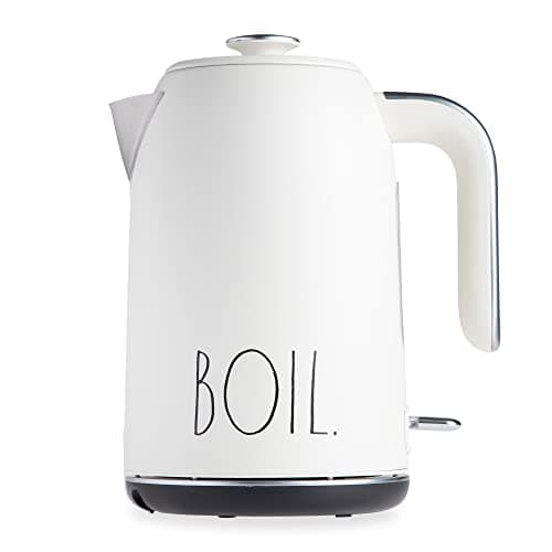 Rae Dunn Electric Hot Water Kettle - Stainless Steel Coffee Maker, Tea Kettle, Swivel Base, With Automatic Shut Off Boil-Dry Protection, Easy Pour Pitcher, 1500 Watt Boiling Power, 1.7 Liters, Cream