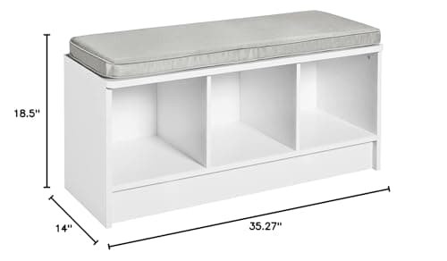 ClosetMaid 1631 Cubeicals 3-Cube Storage Bench, White with Gray Cushion 11
