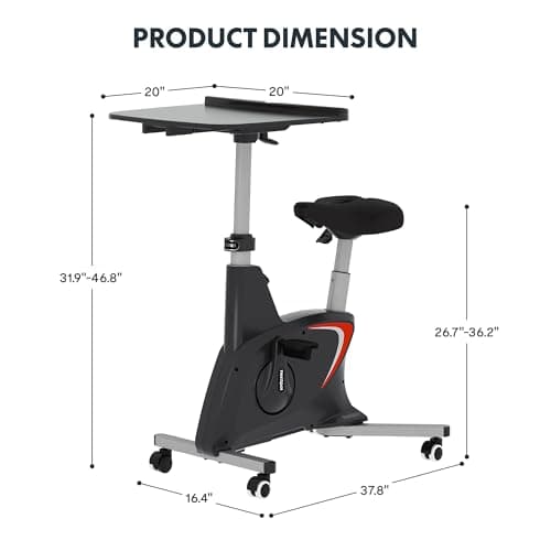 FLEXISPOT Exercise Bike with 2D Desktop, Space Saving Under Desk Bike with Removable Desk, Stationary Bikes Upright Indoor Bikes with 8 Level Magnetic Resistance Upgraded Pro Flywheel, V9PRO-Black 9