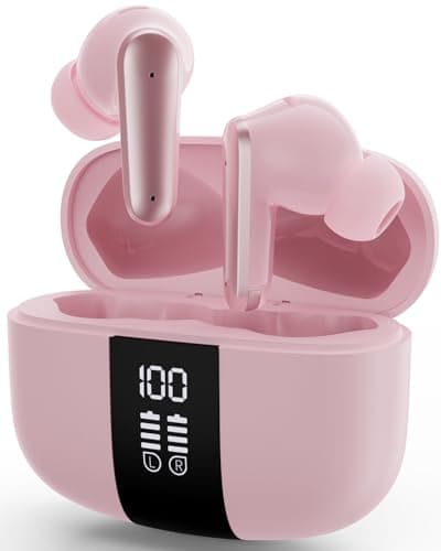 App1e AIRP0Ds Pro Alternative Wireless Ear Buds, Studio-Quality, Deep Bass, Enhanced Audio Clarity, Bluetooth 5.4 Earbuds, ENC Noise Cancelling Call, Secure Fit Memory Foam Tips, IPX6 Waterproof(Pink)