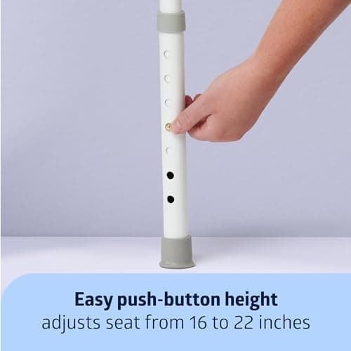 Medline 3-in-1 Steel Bedside Commode, Elongated Seat, Sturdy Folding Frame, 7.5 QT. Bucket, 350 lb. Weight Capacity, Clip-on Seat, Easy Cleaning, Tool-Free Assembly, Gray 5