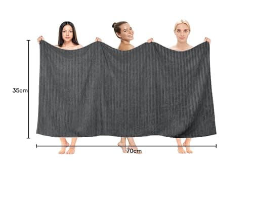 DAN RIVER Pack of 2 Bath Sheet 35x70 Inches, Extra Large Ribbed Gray Bath Towels Oversized, Absorbent Cotton Towels for Bathroom 8