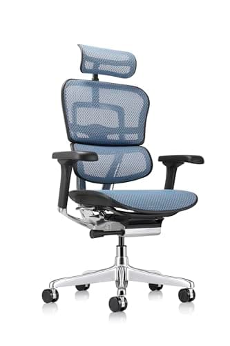 Ergohuman Eurotech ME7ERG GEN2 High Back Mesh Office Chair with Tilt Tension Control, Tilt Lock, Back Angle, Back Height, Synchro Tilt, Seat Height, Seat Depth, and Arm Height Adjustments, Blue