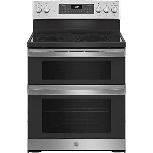GE 30 in. Freestanding Electric Double Oven Convection Range with Self-Clean and No-Preheat Air Fry – Slate (JBS86EPES)