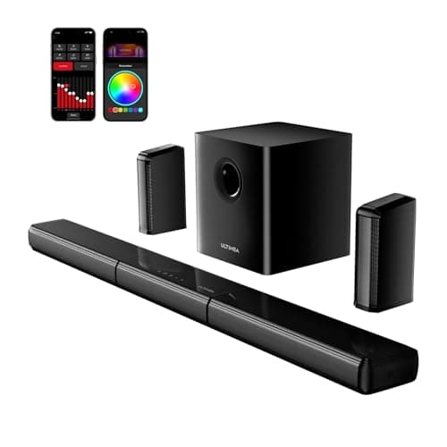 ULTIMEA 7.1ch Virtual Surround Sound Bar, Sound Bar for Smart TV with 2 Surround Speakers, Surround Sound System for TV with RGB, 6.5" Subwoofer, Peak Power 410W, App, HDMI/OPT/AUX/BT Apollo S70 Ultra