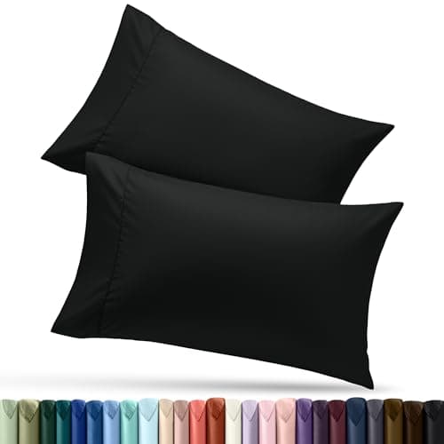 Utopia Bedding Queen Pillow Cases - 2 Pack - Envelope Closure - Soft Brushed Microfiber Fabric - Shrinkage and Fade Resistant Pillow Covers Queen Size 20 X 30 Inches (Queen, Black)