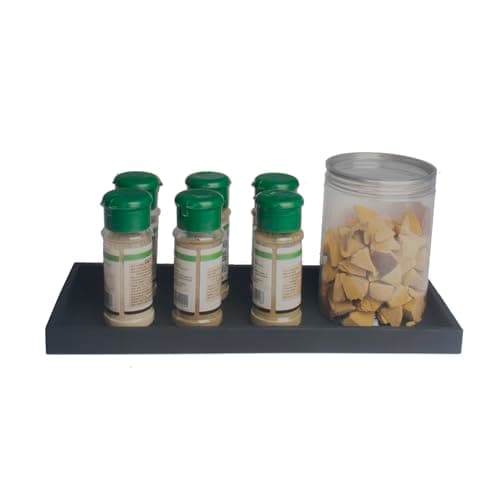 DNC Bathroom Counter Tray, 11.8" Silicone Vanity Tray, Kitchen Sink Soap Tray for Dish Holder Dispenser Countertop Toilet Tank Desk Organizer Black 6