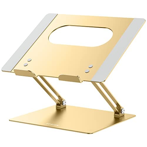 BESIGN LS10 Aluminum Laptop Stand, Ergonomic Adjustable Notebook Stand, Computer Holder Compatible with Air, Pro, Dell, HP, Lenovo More 10-14" Laptops, Gold
