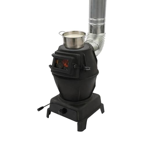 CNCEST Indoor Wood-Burning Heating Stove with Cast Iron Build,Wood Burning Stove with Chimney Pipes,Cast Iron Portable Hot Tent Stove,Smokeless Cooker for Efficient Rural Heating & Camping(TypeD)