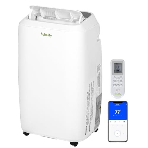 Hykolity 12,000 BTU WiFi Enabled Portable Air Conditioner, 5 in 1 Window Kit Quiet Smart AC Unit with 3-Speed Fan & Dehumidifier, 24H Timer & Sleep Mode for Living Room, Bedroom, Up to 550 Sq.Ft