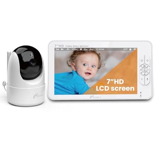 iFamily Baby Monitor with Cameras and Audio - Large 5" Screen with 30Hrs Battery Life - Remote Pan-Tilt-Zoom,No WiFi, Two-Way Audio, Night Vision, Temperature, Lullabies, 960ft Long Range