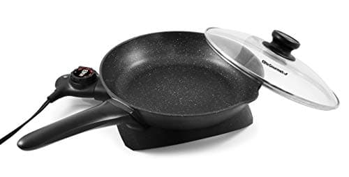 Elite Gourmet EG6207# Scratch Resistant 10.5-inch (2Qt) Fry Pan, Easy-Pour Spout Dishwasher Safe, Non-stick Electric Skillet with Vented Glass Lid, Adjustable Temperature, Black 9
