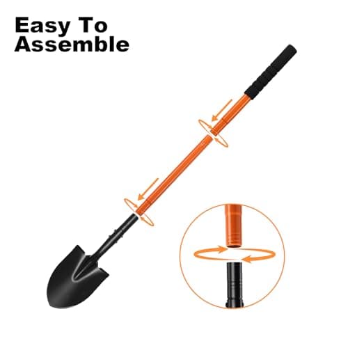 Small Shovel for Digging with 43.3 Inches Metal Handle Garden Tools, Small Transfer Shovel for Gardening Digging Camping Farming and Outdoors, Orange 5