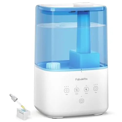 FABULETTA Humidifiers for Bedroom, 4.5L Warm and Cool Mist Humidifier Large Room for Home, 45H Runtime Room Humidifier with Detachable Top-fill Water Tank, 3 Mist Levels and Essential Oil Diffuser